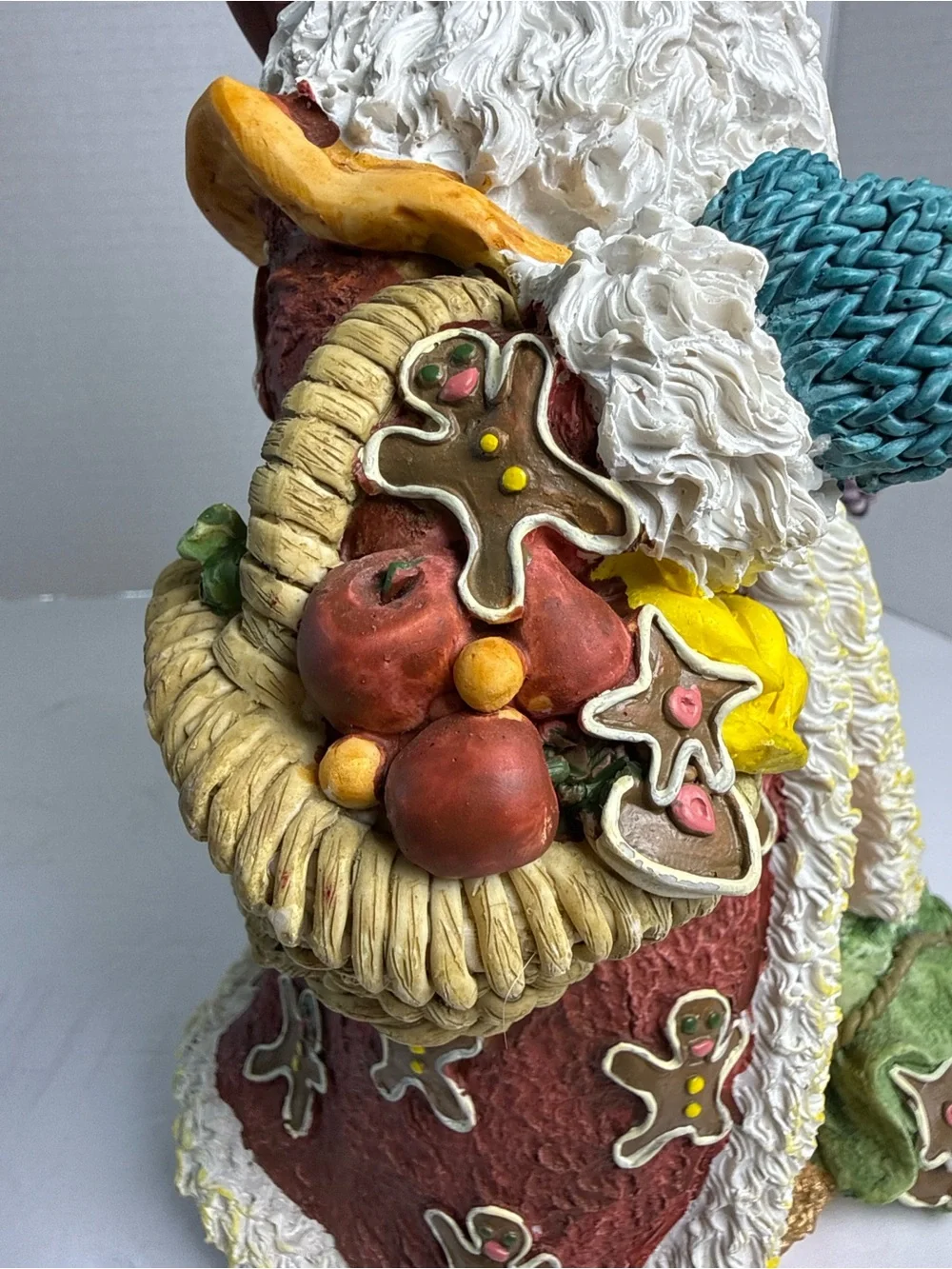 Holiday Santa Figurine with Gingerbread Accents - Red & Cream